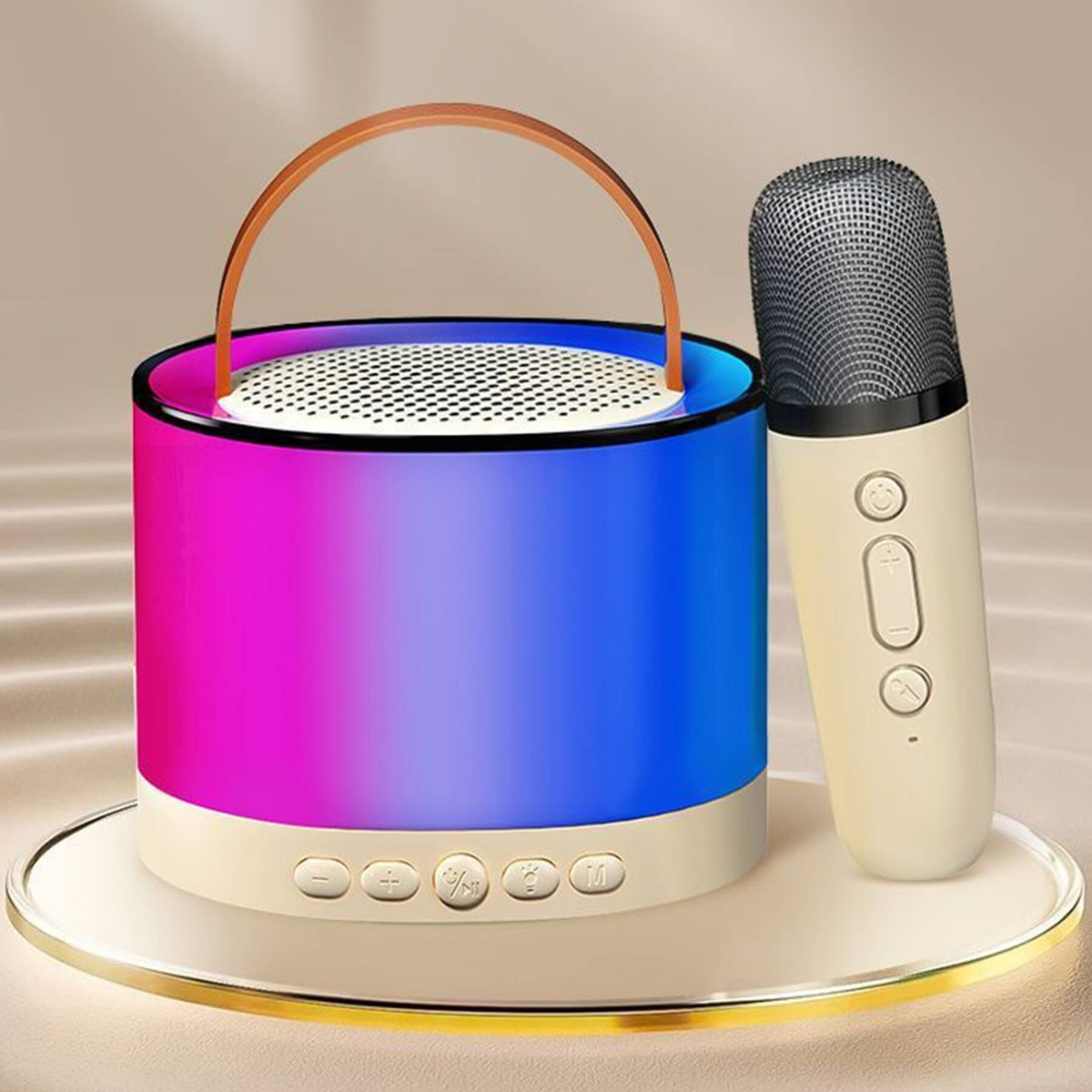 ZESTAW KARAOKE 2 MIKROFONY BEZPRZEWODOWY PRZENOŚNY GŁOŚNIK BLUETOOTH LED