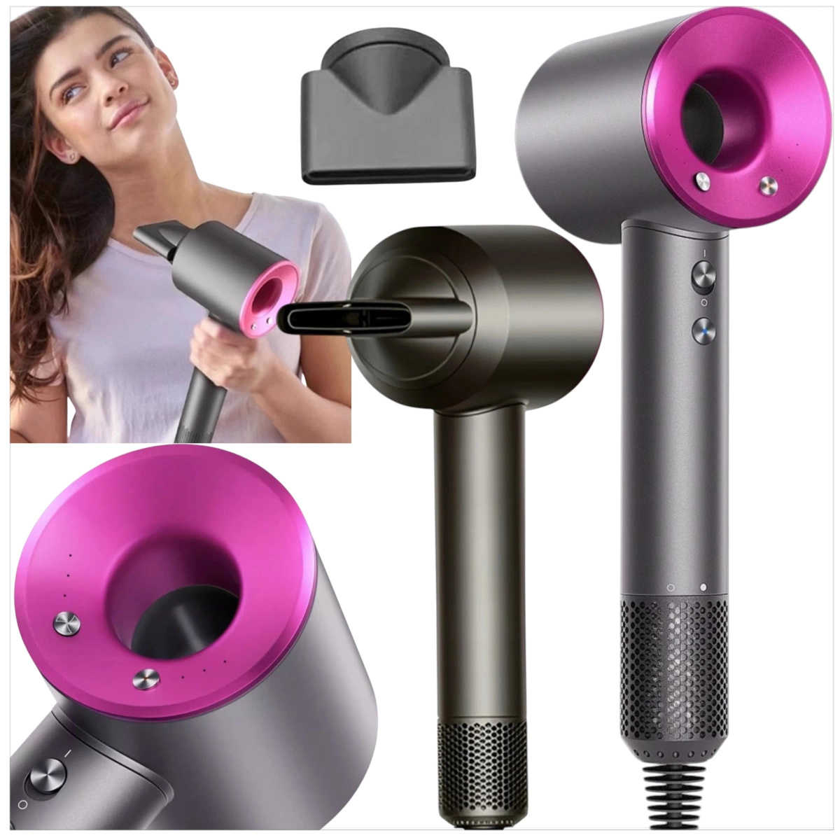 PROFESJONALNA SUSZARKA DO WŁOSÓW DRYER 1600W ULTRA JONIZACJA + KOŃCÓWKA