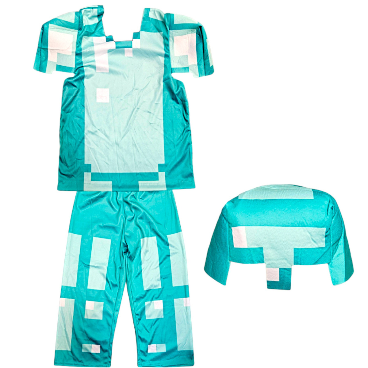 STRÓJ MINECRAFT PRZEBRANIE DLA CHŁOPCA STEVE DIAMENTOWY MASKA KOSTIUM BAL