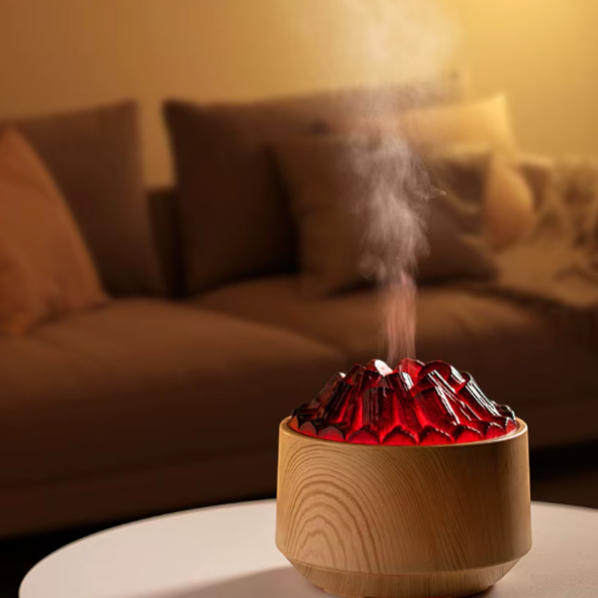 NAWILŻACZ DYFUZOR POWIETRZA LED USB AROMATERAPIA EFEKT OGNIA KOMINEK DO DOMU