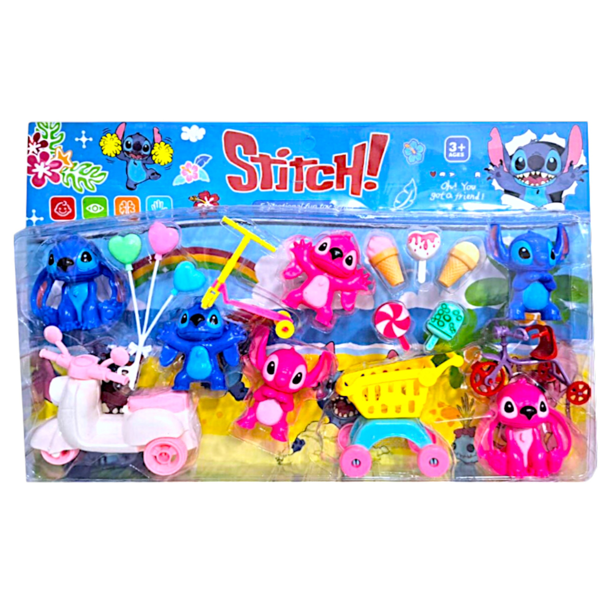 LILO i STICH FIGURKI DUŻY ZESTAW 16w1 FIGURKA STITCH AKCESORIA SKUTER  XXL