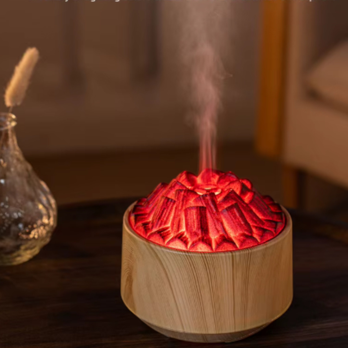 NAWILŻACZ DYFUZOR POWIETRZA LED USB AROMATERAPIA EFEKT OGNIA KOMINEK DO DOMU