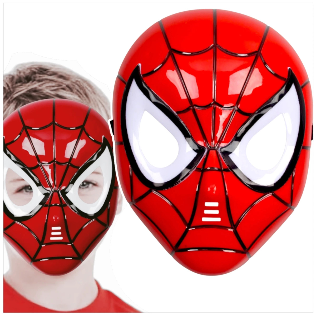 SPIDERMAN - STRÓJ DLA CHŁOPCA GRUBY Z MIEŚNIAMI DELUXE + MASKA NA TWARZ