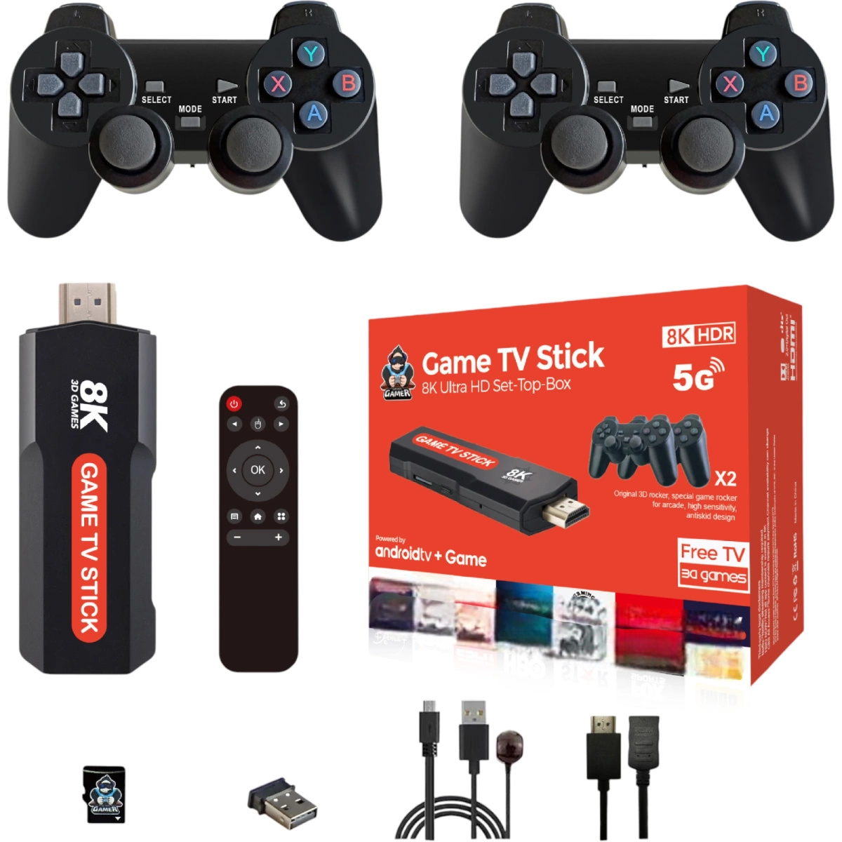 MEGA ZESTAW PROJEKTOR RZUTNIK ANDROID + KONSOLA RETRO 2x PAD 