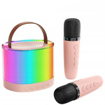 ZESTAW KARAOKE 2 MIKROFONY BEZPRZEWODOWY PRZENOŚNY GŁOŚNIK BLUETOOTH LED