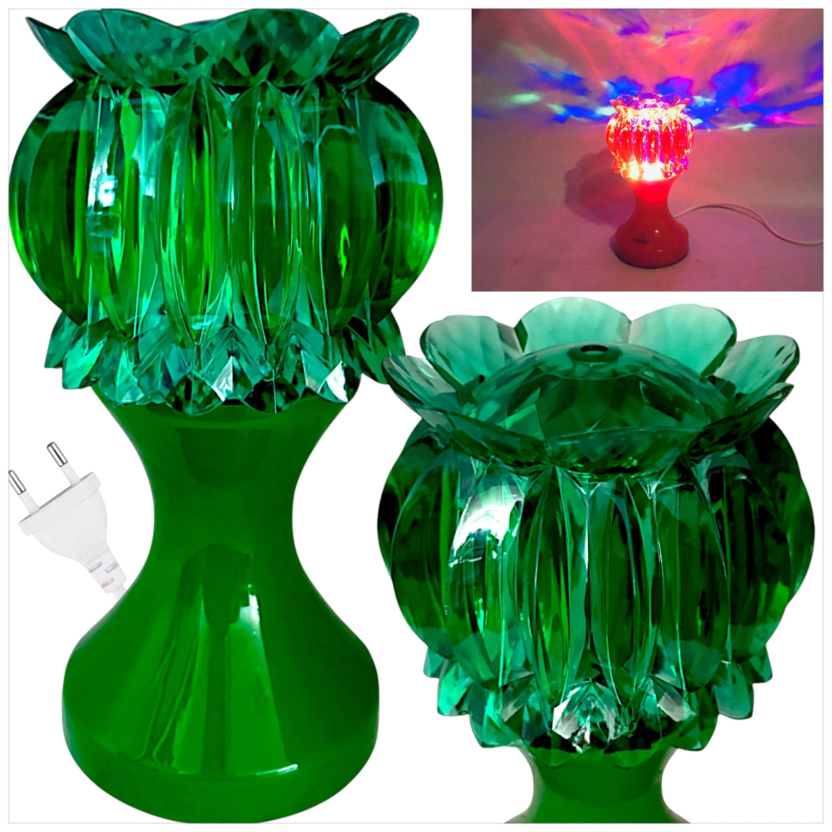 LAMPKA LED OBROTOWA DEKORACYJNY PROJEKTOR OBROTOWY ŚWIECI LED 18CM KRYSZTAŁ