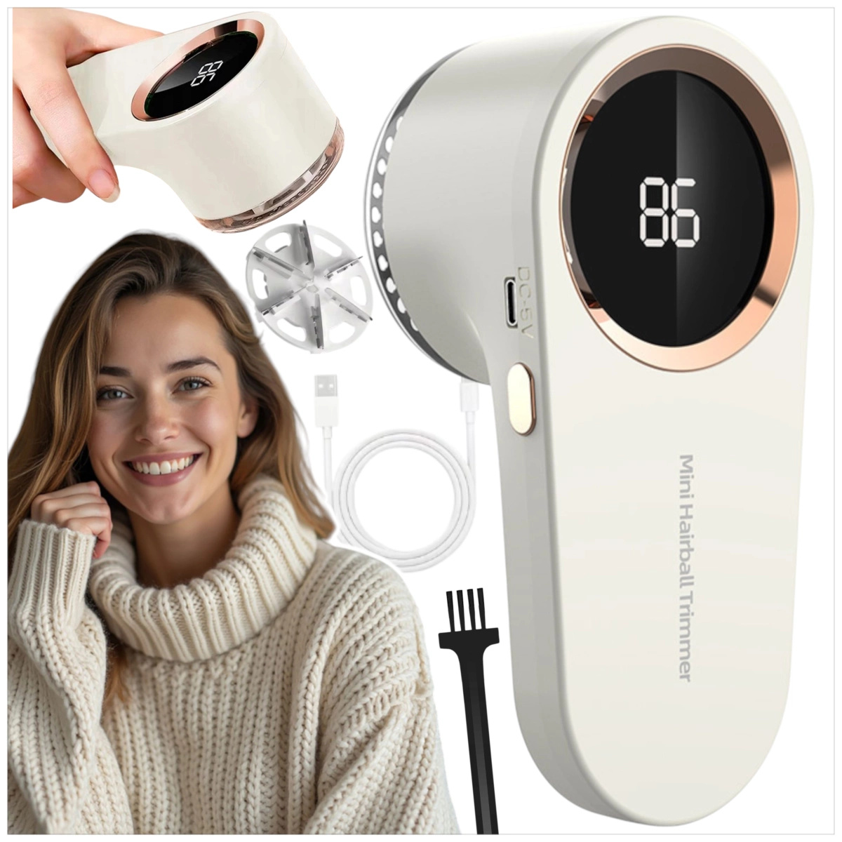 GOLARKA DO UBRAŃ TKANIN TAPICERKI SWETRÓW KANAPY MOCNA BEZPRZEWODOWA USB-C