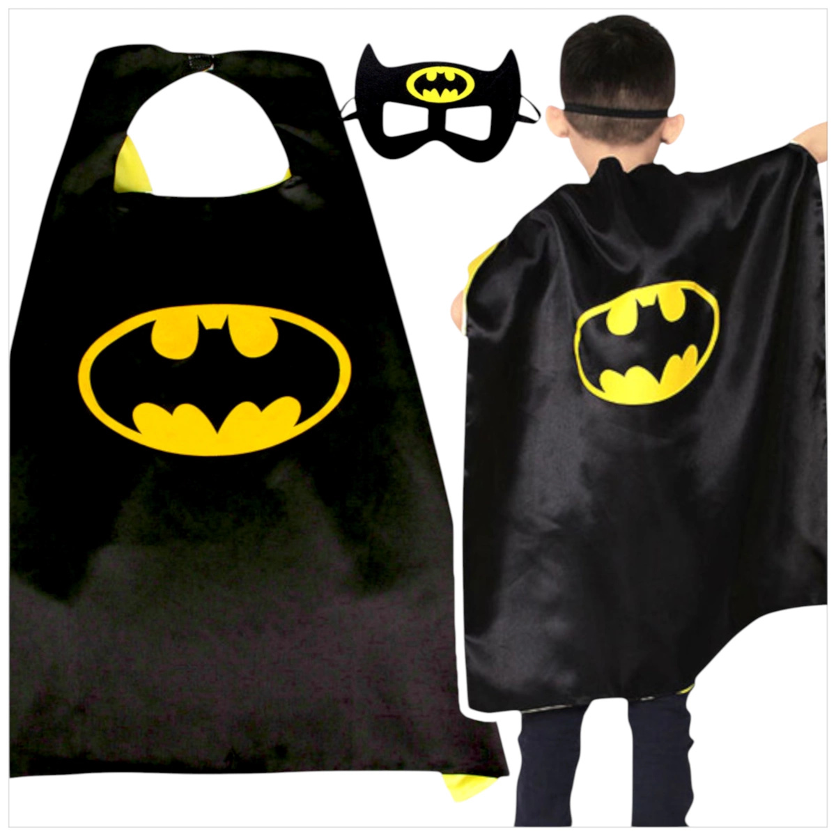 STRÓJ BATMAN PELERYNA KOSTIUM MASKA 3w1 PRZEBRANIE DLA CHŁOPCA N A BAL
