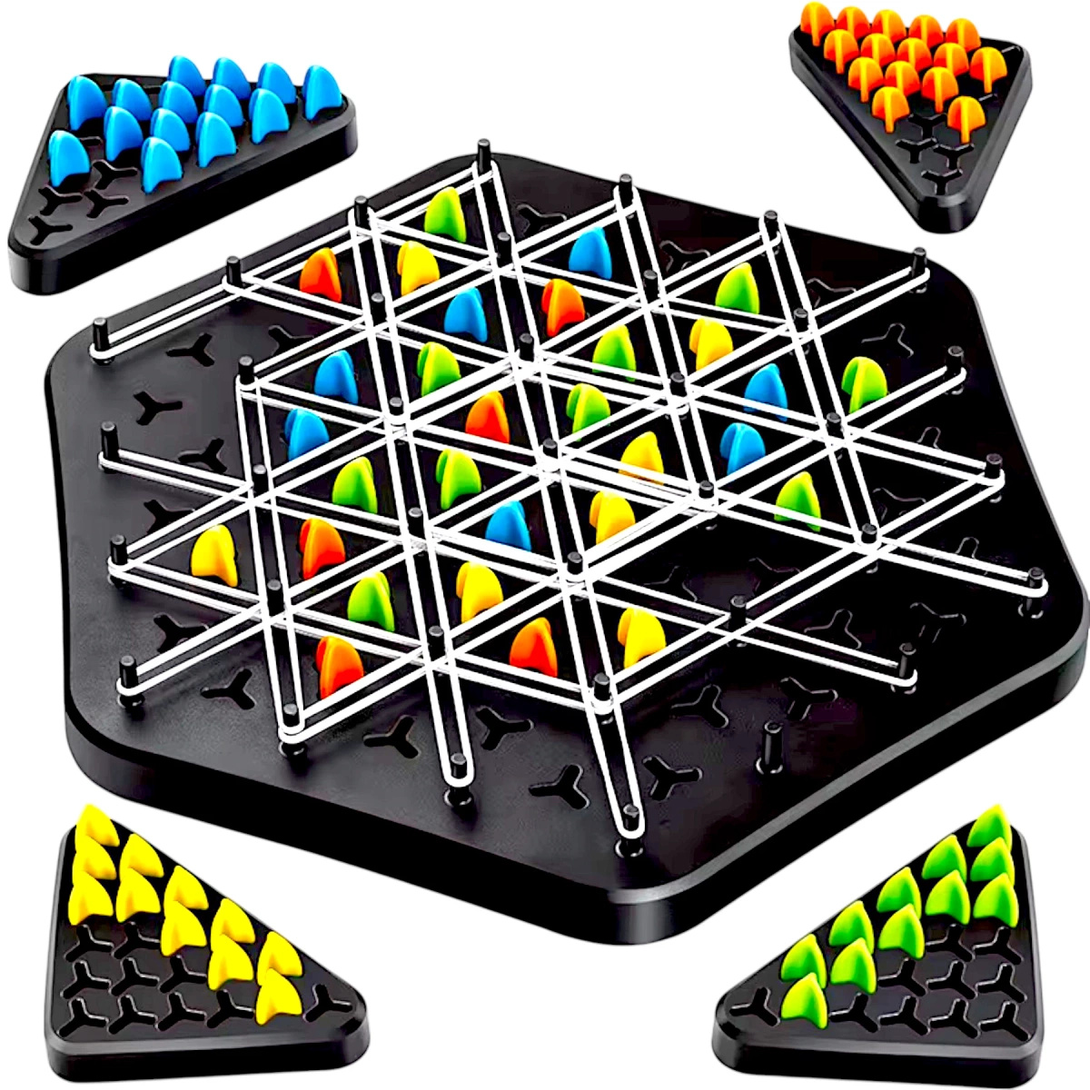 TRIGGLE STRATEGICZNA GRA PLANSZOWA TRÓJKĄTY GUMKI 3D GRA ŁAMIGŁOWKA PIONKI