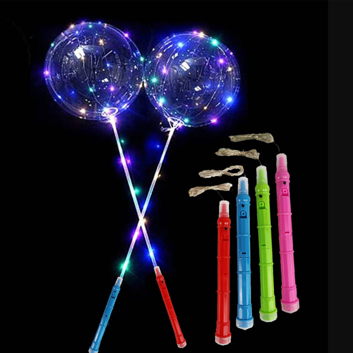 KOLOROWY BALON LED ŚWIECĄCY DUŻY MOCNY ŚWIATEŁKA NA PATYKU DEKORACJA ŚWIECI
