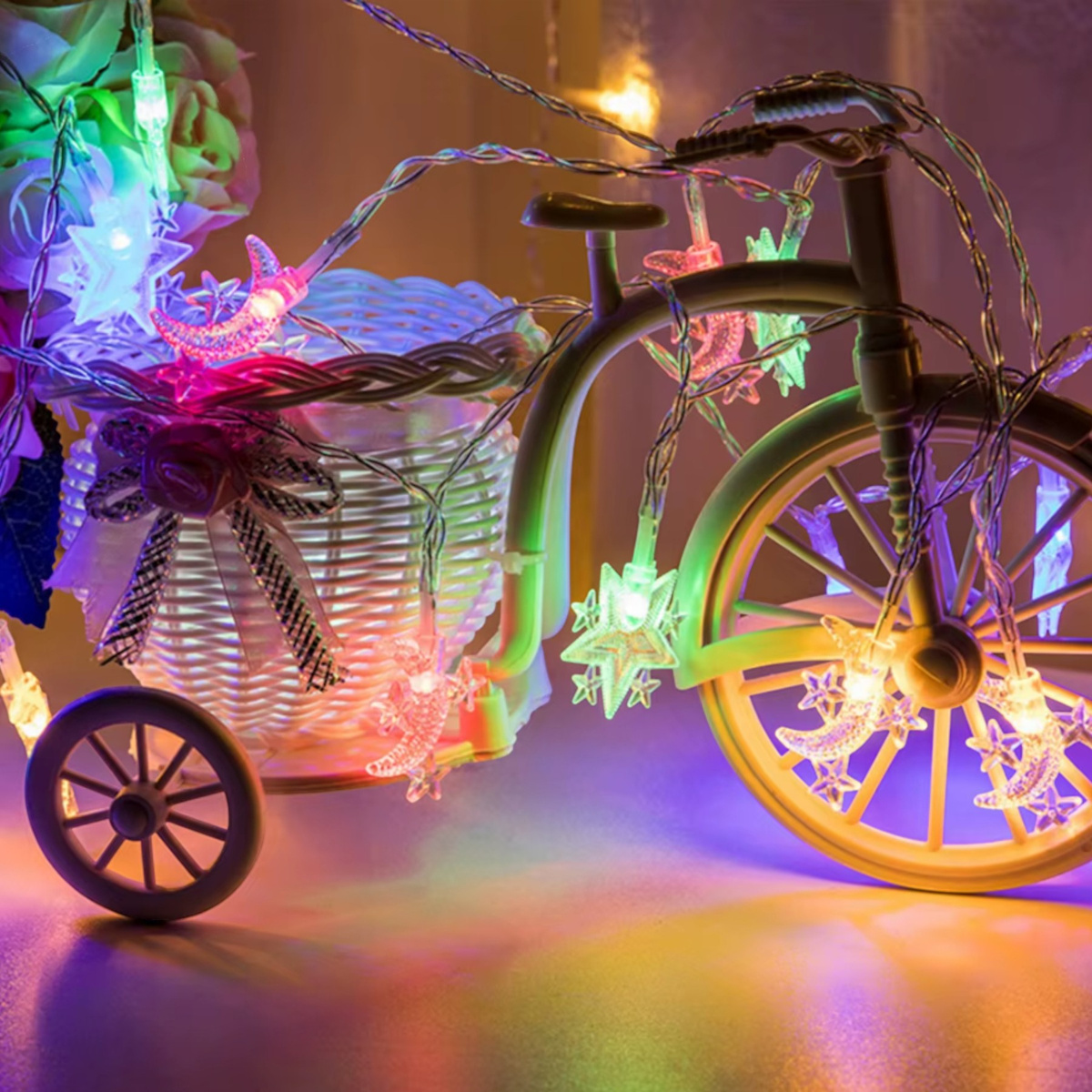 LAMPKI ŚWIĄTECZNE KSZTAŁT GWIAZD DEKORACJA ŁAŃCUCH LED KOLOROWE GWIAZDKI