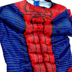 SPIDERMAN - STRÓJ DLA CHŁOPCA GRUBY Z MIEŚNIAMI DELUXE + MASKA NA TWARZ