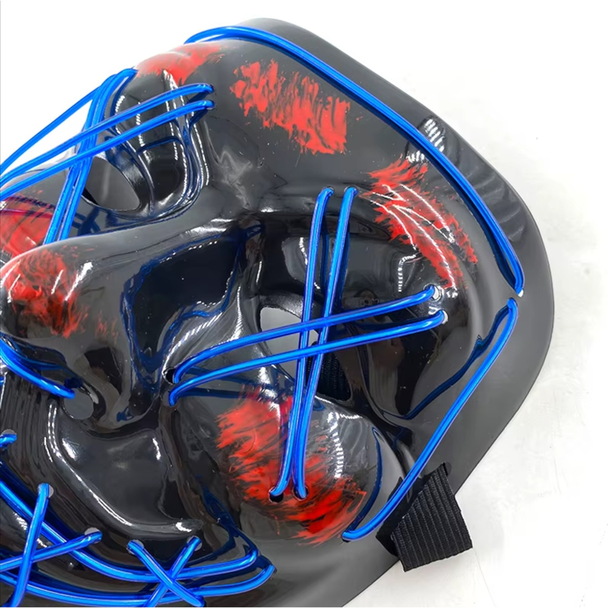 MASKA ŚWIECĄCA LED NA IMPREZĘ NA HALLOWEEN ŚWIECI W CIEMNOŚCI NA TWARZ