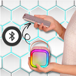 GŁOŚNIK BLUETOOTH PRZENOŚNE KARAOKE LAMPKA RGB MIKROFON USB SD MINI JACK