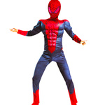SPIDERMAN - STRÓJ DLA CHŁOPCA GRUBY Z MIEŚNIAMI DELUXE + MASKA NA TWARZ
