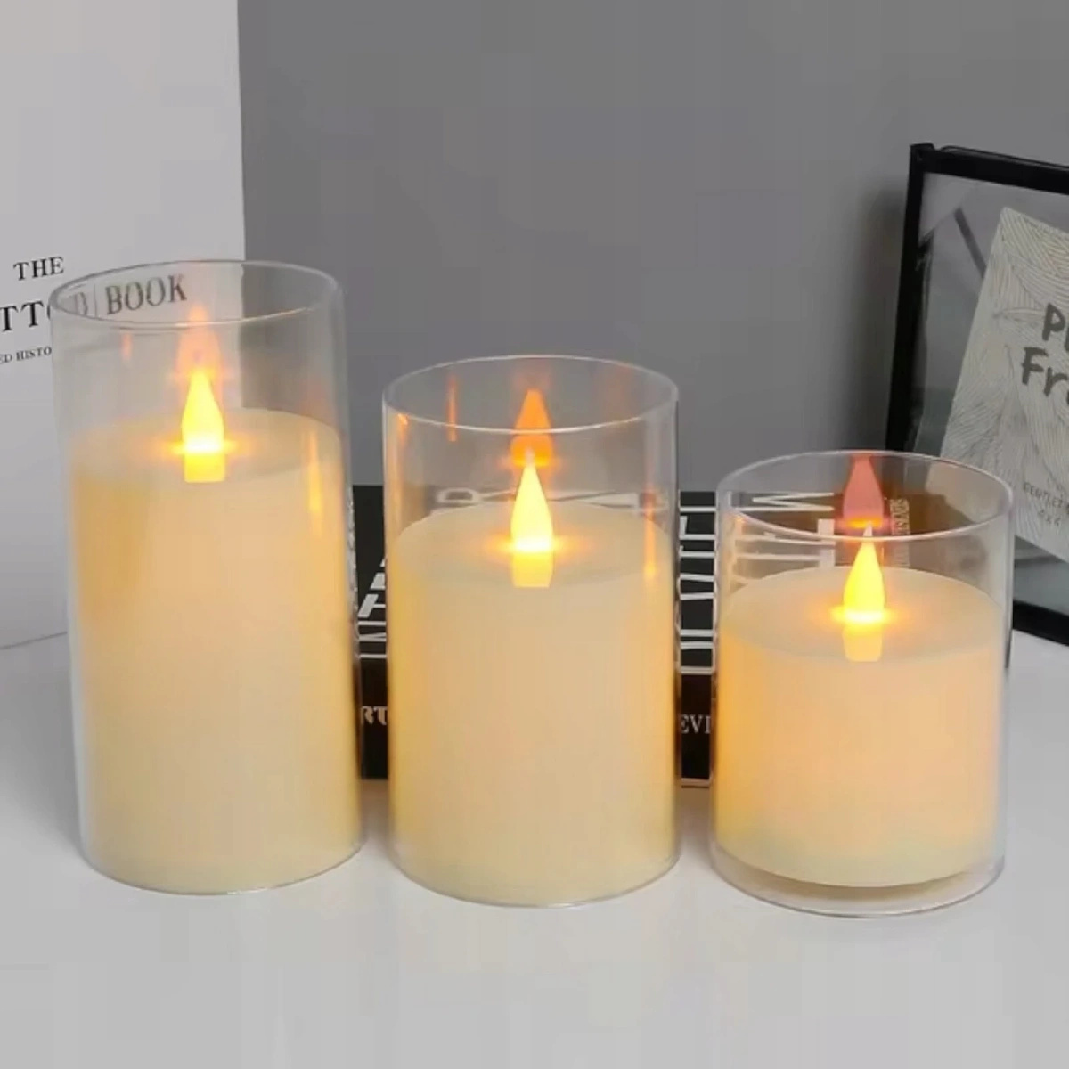 ŚWIECZKA LED 15CM ELEKTRYCZNY WKŁAD DO ZNICZY ŚWIECA EFEKT PŁOMIENIA ZNICZ (Zestaw 18 sztuk)