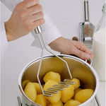  TŁUCZEK PRASKA DO ZIEMNIAKÓW PUREE OGRĄGŁY UGNIATACZ UBIJAK METALOWY 24CM