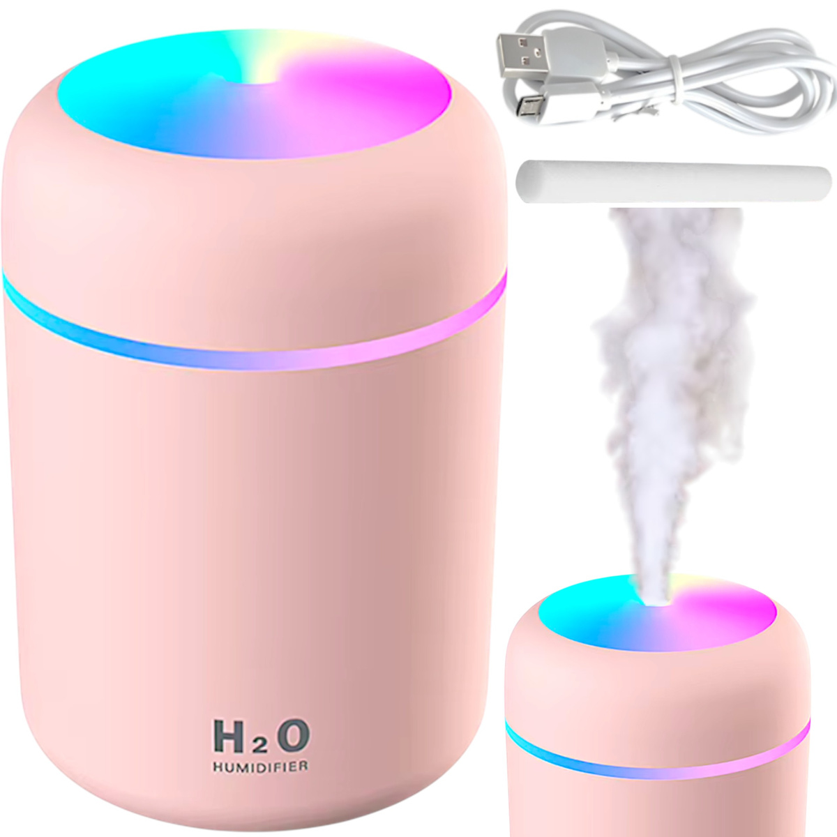 NAWILŻACZ POWIETRZA DYFUZOR AROMATERAPIA LAMPKA NOCNA LED RGB Z PILOTEM USB