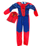 SPIDERMAN - STRÓJ DLA CHŁOPCA GRUBY Z MIEŚNIAMI DELUXE + MASKA NA TWARZ