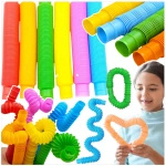 DUŻA RURKA ANTYSTRESOWA SENSORYCZNA GNIOTEK RURA POP TUBE XXL MEGA ROZCIĄGLIWA - ZESTAW 8 SZTUK