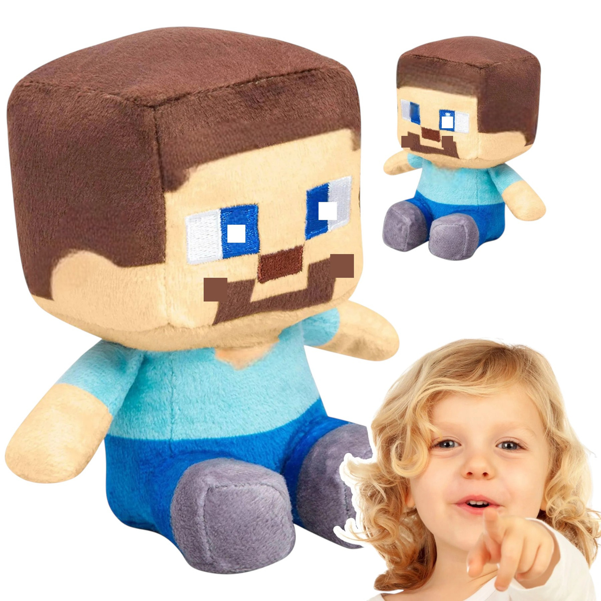 DUŻA MASKOTKA STEVE MINECRAFT PRZYTULANKA PLUSZAK LUDEK Z GRY MIĘKKA POSTAĆ