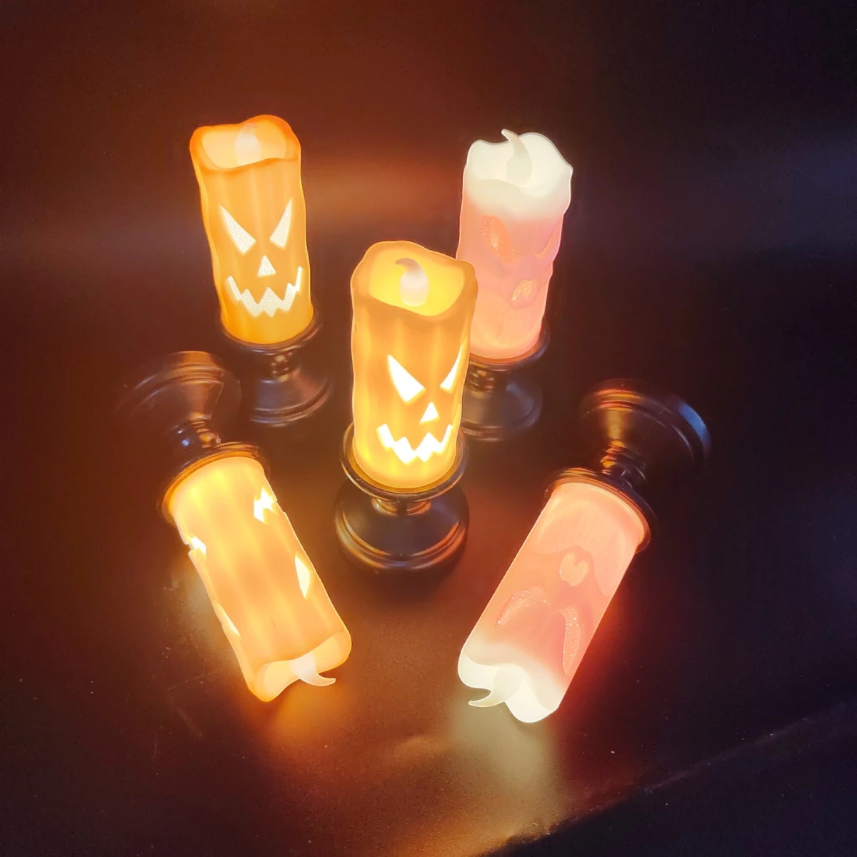 LAMPKA ELEKTRYCZNA NA HALLOWEEN OZDOBA ŚWIECZKA DUCH DYNIA ŚWIECA LED 13CM