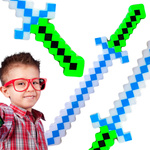 MIECZ ŚWIECĄCY Z GRY MINECRAFT DUŻY DŁUGI DŹWIĘKI 61CM PIXEL PODŚWIETLANY