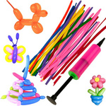 BALONY DO MODELOWANIA SKRĘCANIA 20SZT Z POMPKĄ RURKI KOLOROWE ZESTAW POMPKA