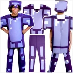 MINECRAFT STRÓJ STEVE ENCHANTOWANA ZBROJA DIAMENTOWA KOSTIUM PIXEL Z GRY