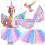 STRÓJ DLA DZIEWCZYNKI - JEDNOROŻEC PEGAZ 3w1 OPASKA SKRZYDŁA SPÓDNICZKA