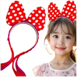 OPASKA DLA DZIEWCZYNKI Z KOKARDĄ OPASKA MYSZKA MINNIE Z WARKOCZYKIEM KROPKI