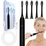 SZCZOTECZKA SONICZNA DO ZĘBÓW ELEKTRYCZNA 4 KOŃCÓW 6 TRYBÓW PRACY USB IPX7