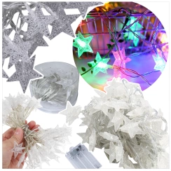 LAMPKI ŚWIĄTECZNE KSZTAŁT GWIAZD DEKORACJA ŁAŃCUCH LED KOLOROWE GWIAZDKI