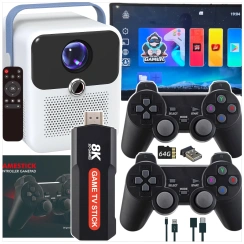 PROJEKTOR 4K LED KONSOLA GAME STICK PRO ANDROID 2 PADY GRY PILOT WIFI USB
