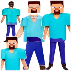 STRÓJ MINECRAFT PRZEBRANIE DLA CHŁOPCA STEVE KOMPLET MASKA KOSTIUM NA BAL