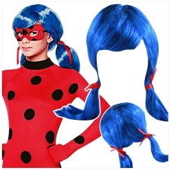 PERUKA DO STROJU BIEDRONKA - NIEBIESKIE WŁOSY