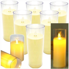 ŚWIECZKA LED 15CM ELEKTRYCZNY WKŁAD DO ZNICZY ŚWIECA EFEKT PŁOMIENIA ZNICZ (Zestaw 6 sztuk)