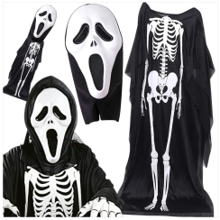 STRÓJ NA HALLOWEEN - KOŚCIOTRUP SZKIELET SZKIELETOR + MASKA KRZYK DUCH