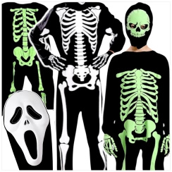 STRÓJ NA HALLOWEEN - KOŚCIOTRUP FLUORESCENCYJNY (ŚWIECI W CIEMNOŚCI) rozmiar M