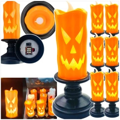 LAMPKA ELEKTRYCZNA NA HALLOWEEN OZDOBA ŚWIECZKA DYNIA LED 13CM Zestaw 6szt.