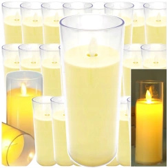 ŚWIECZKA LED 15CM ELEKTRYCZNY WKŁAD DO ZNICZY ŚWIECA EFEKT PŁOMIENIA ZNICZ (Zestaw 24 sztuki)