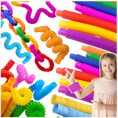 RURKA ANTYSTRESOWA SENSORYCZNA GNIOTEK RURA POP TUBE XXL MEGA ROZCIĄGLIWA - ZESTAW 24 SZTUKI